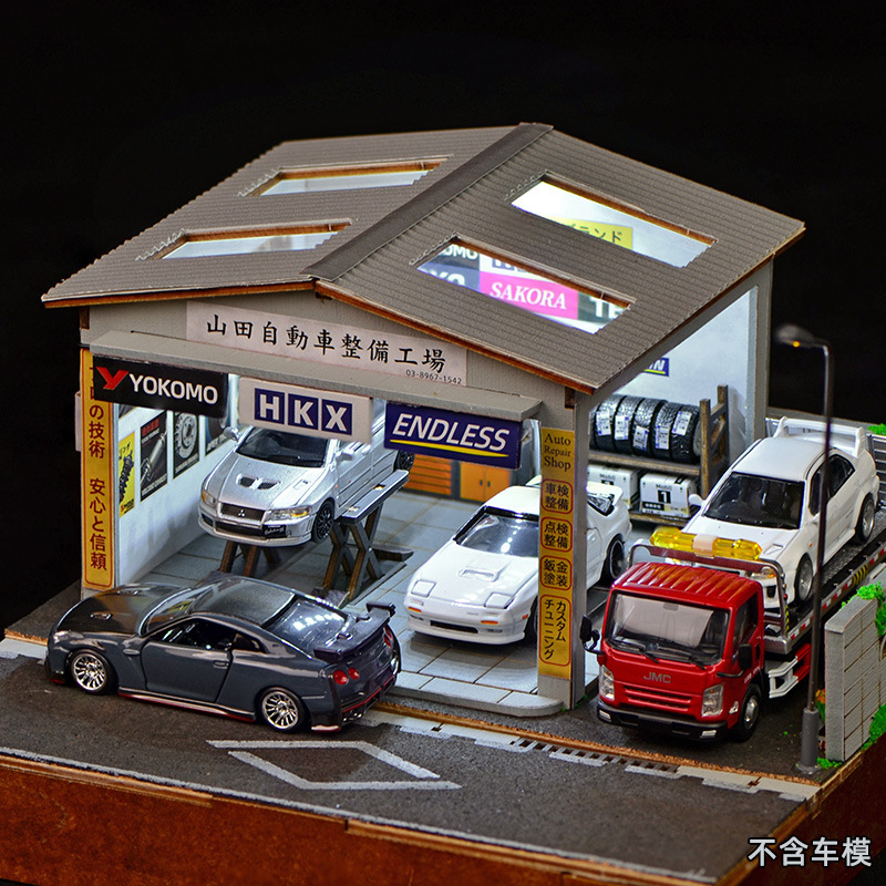 Model Kit Led - 1:64 Schaal DIY Autoreparatiewerkplaats Diorama Kit